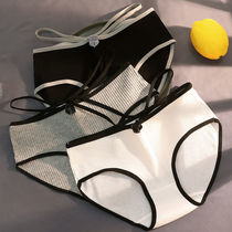 1 3 strips of pure cotton briefs female sexy mid-waist antibacterial less ladies student large size Korean version Japanese Lacing Triangle Pants Thin