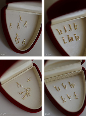 你的名字 S925纯银镀14K金26个字母项链吊坠可爱迷你情侣DIY搭配