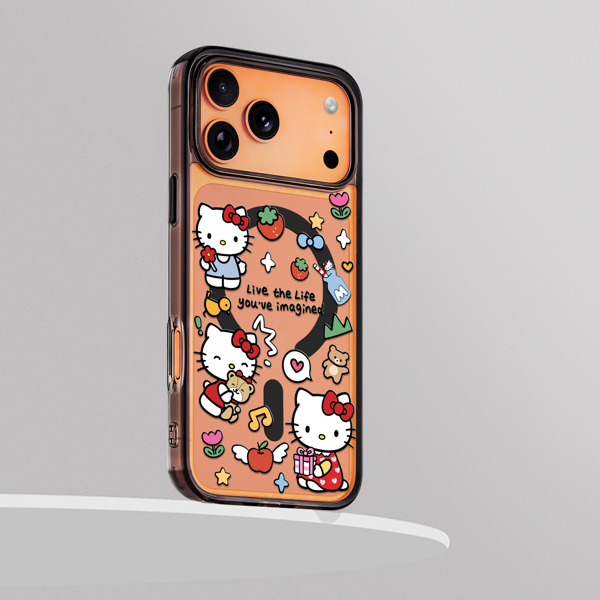 benefit快乐猫咪小熊公仔适用于iphone17promax苹果16PRO黑色透明磁吸手机壳15新款13防摔保护套14情侣12 - 图0