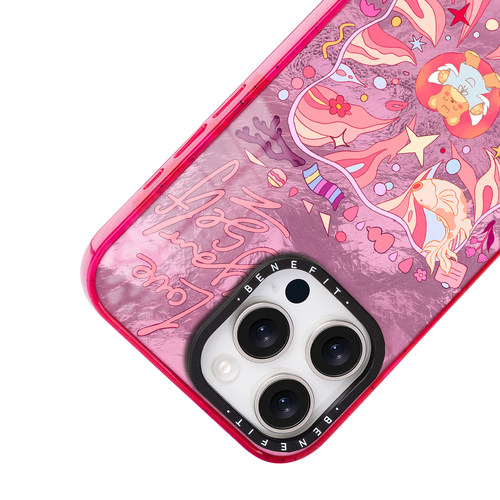 benefit少女粉好运锦鲤小熊17适用于iphone16promax苹果15PRO晶盾磁吸手机壳13新款14套12冰川纹防摔彩色边框 - 图2