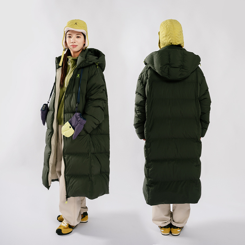 ACMEITEM爱棵米 户外亲子防泼水长款羽绒服90绒扩版羽绒衣男女 - 图1