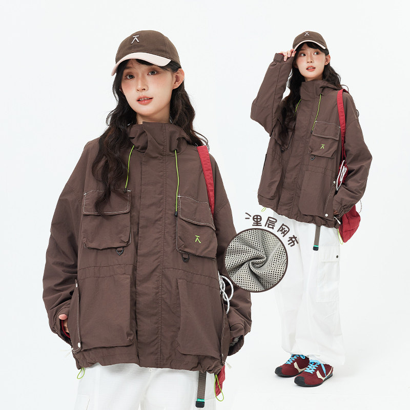 ACMEITEM爱棵米 户外亲子休闲夹克连帽宽松多口袋工装外套男女,淘宝优惠券,粉丝福利购,淘宝优惠卷