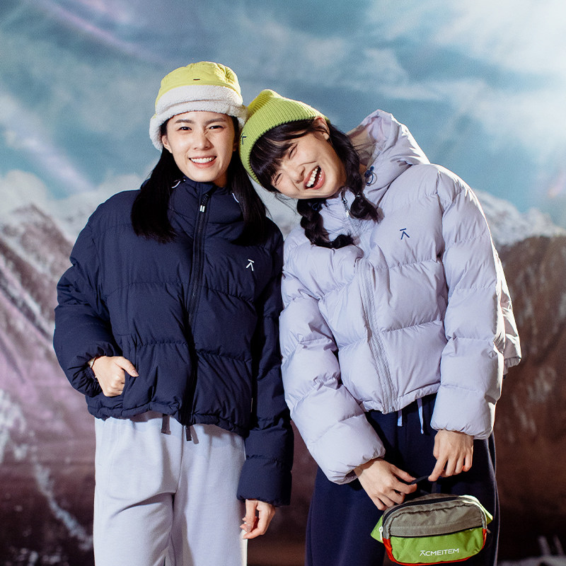 ACMEITEM爱棵米 户外冬季防泼水羽绒服短款保暖宽松加厚面包服女