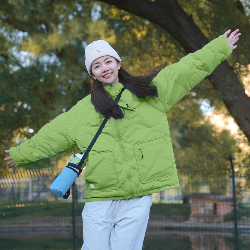 ACMEITEM爱棵米户外亲子防泼水连帽羽绒服轻量保暖葫芦格羽绒男女 - 图0