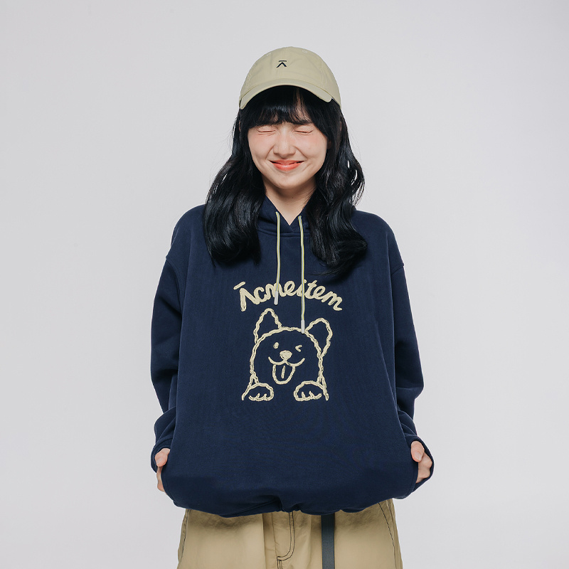 ACMEITEM爱棵米 户外秋冬亲子动物印花连帽卫衣加绒宽松上衣男女 - 图1