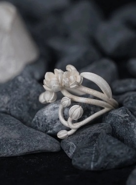 法式茉莉花蕾戒指开口清冷感饰品