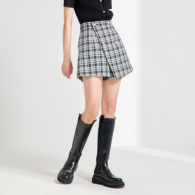 soraumi2022春季新款黑白格子裤裙 soraumi半身裙