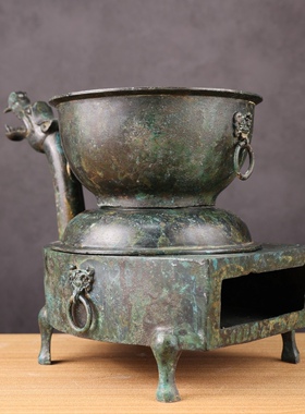 铜祥德工艺1:1制作 内蒙古博物馆龙首青铜灶古代高档影视道具摆件