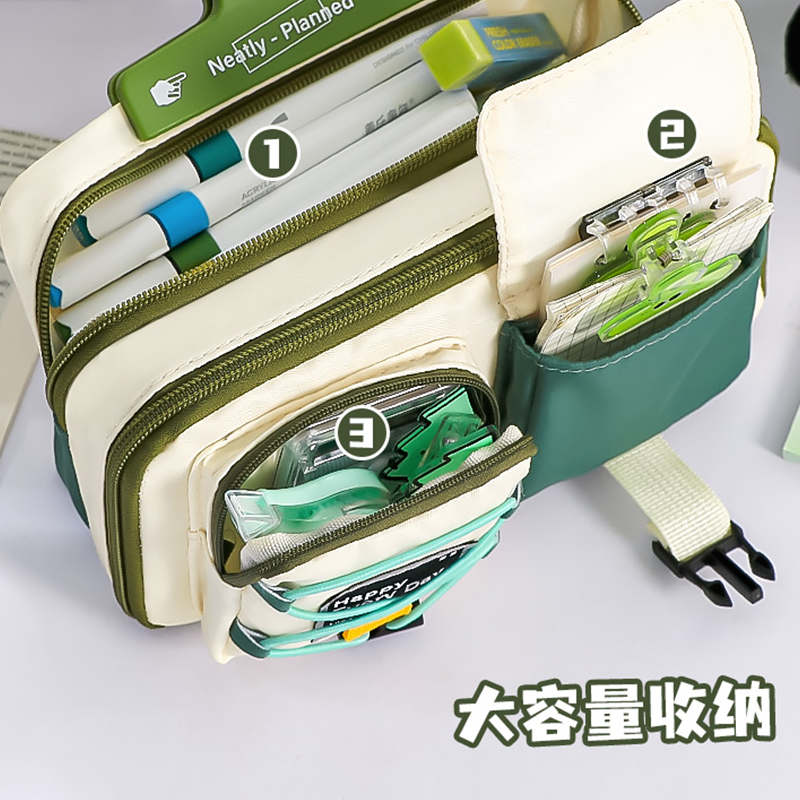 笔袋男生大容量工装风绿色黑科技男孩2026新款小学生ins学生耐脏耐磨高颜值简约可爱小众一年级 - 图0