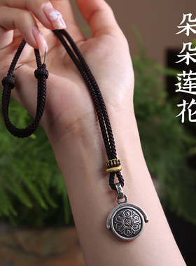 手工编织平安扣黑色项链绳黄金佛头吊坠挂绳半成品直穿免绑挂件绳