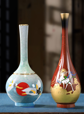 【陶瓷铜】中式花瓶桌面高档摆件