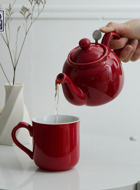 LondonPottery红色带滤网茶壶