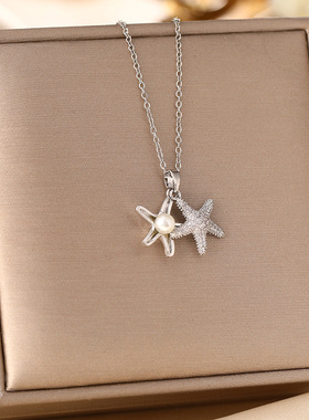 Silver titanium steel necklace female micro clavicle chain