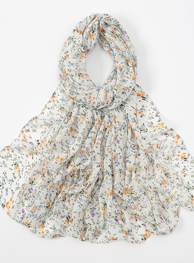 Popular pearl chiffon printed long scarf Indonesian  scarf