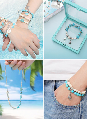 Summer ocean 15 grid boxed turquoise handmade diy bracelet