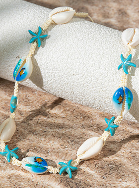 Holiday sea style cartoon shell necklace + bracelet accessor