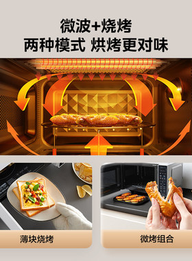 美的家用小型微蒸烤一体微波炉