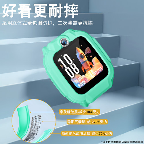 适用小天才Q3/U5/N5/D5儿童电话手表保护套硅胶软套防摔防剐蹭手表套钢化膜新款硅胶软壳贴膜防摔配件 - 图2