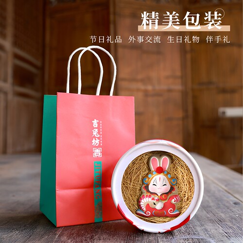 吉兔坊北京纪念品好运兔儿爷非遗手工艺泥塑摆件节日国潮伴手礼物 - 图0