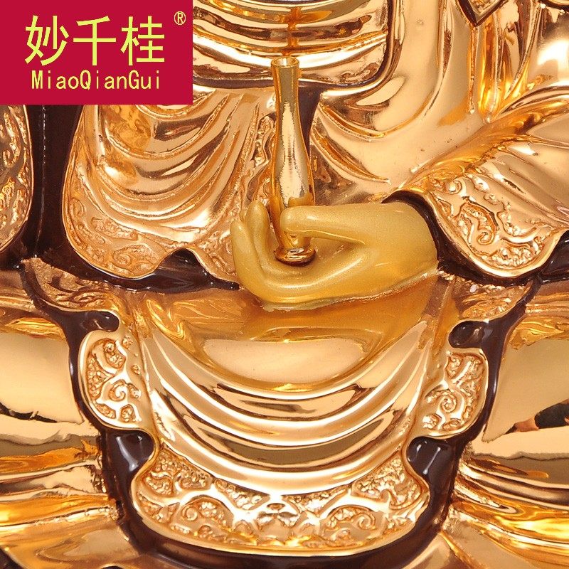 纯铜24k鎏金阿弥陀佛摆件佛像 妙千桂摆件