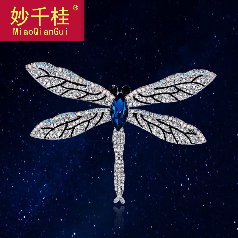 妙千桂胸针女施华水晶蜻蜓韩国毛衣 妙千桂胸针