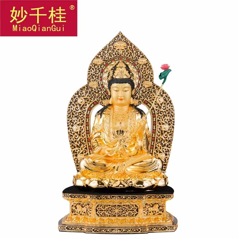 妙千桂摆件西方三圣佛堂寺纯铜佛像 妙千桂摆件