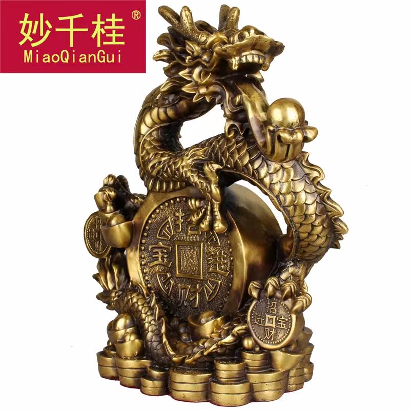 妙千桂纯铜龙大号进宝龙办公室风水 妙千桂摆件