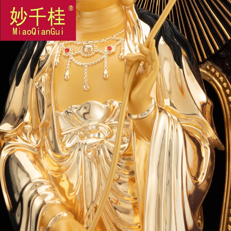 妙千桂纯铜鎏金至西方三圣神佛像 妙千桂摆件