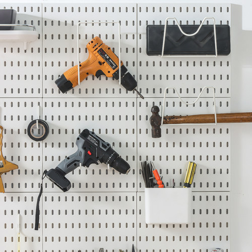 宜家洞洞板配件通用挂钩免打孔适挂篮夹子大搁板收纳盒置物架钉板 - 图2