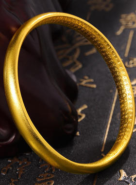 复古风传承沙金手镯女小众设计闭口加重精致女士礼物传统工艺时尚