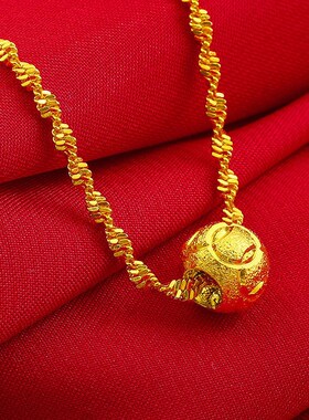 女士沙金吊坠项链 女款镂空爱心狐狸项链仿黄金结婚饰品