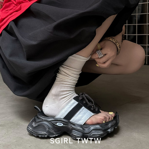 SGIRL TWTW时尚潮流运动休闲人字拖鞋女系带舒适设计感老爹凉拖鞋 - 图1
