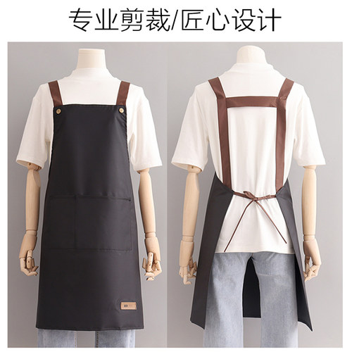 新款围裙厨房防水防油上班工作服餐饮女韩版围腰薄男定制印字logo - 图3