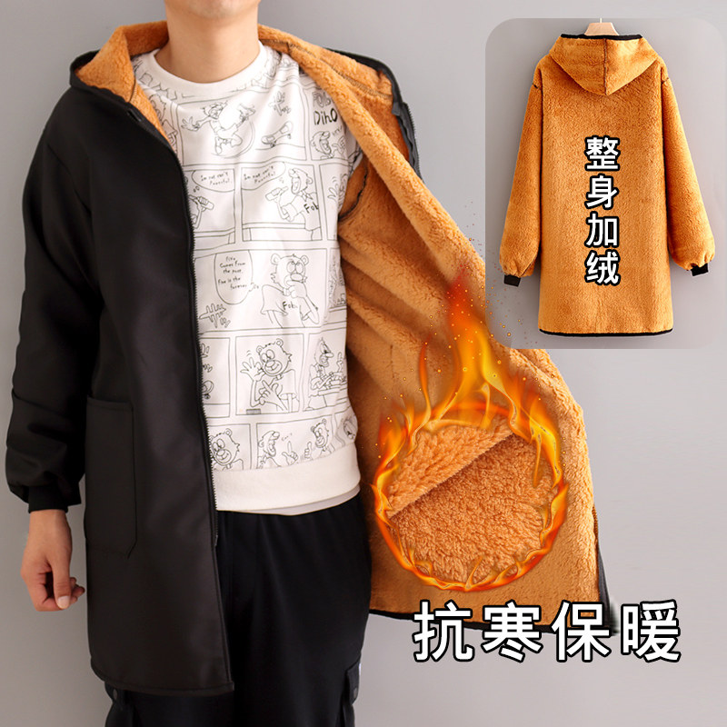 保暖工作服外套罩衣长袖秋冬加厚加绒上班干活耐磨防雨围裙男加肥,淘宝优惠券,粉丝福利购,淘宝优惠卷