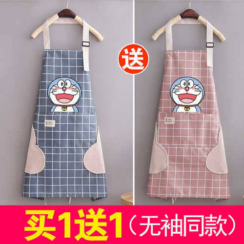 时尚防水厨房围裙大人罩衣长袖女可爱秋冬日系男上班工作定制印字 - 图2