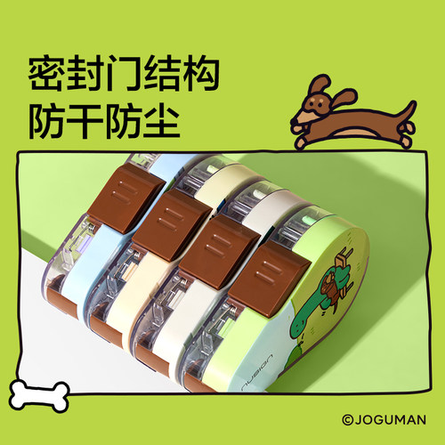 得力纽赛乔古曼联名修正带按动封闭门修正带按动式涂改带学生用侧按带可换芯改错带卡通可爱恐龙修正带 - 图2