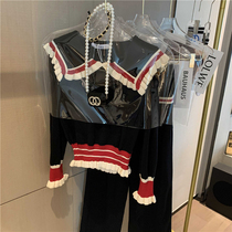 (Original) Little Balsamic Wind Suit Womens Spring Dress 2023 New Fashion Goddess Van Broadlegged Pants Knit Two Sets