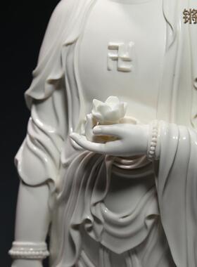 锵锵16至33寸高档白瓷阿弥陀佛接引佛站立像禅意家居佛像陶瓷摆件