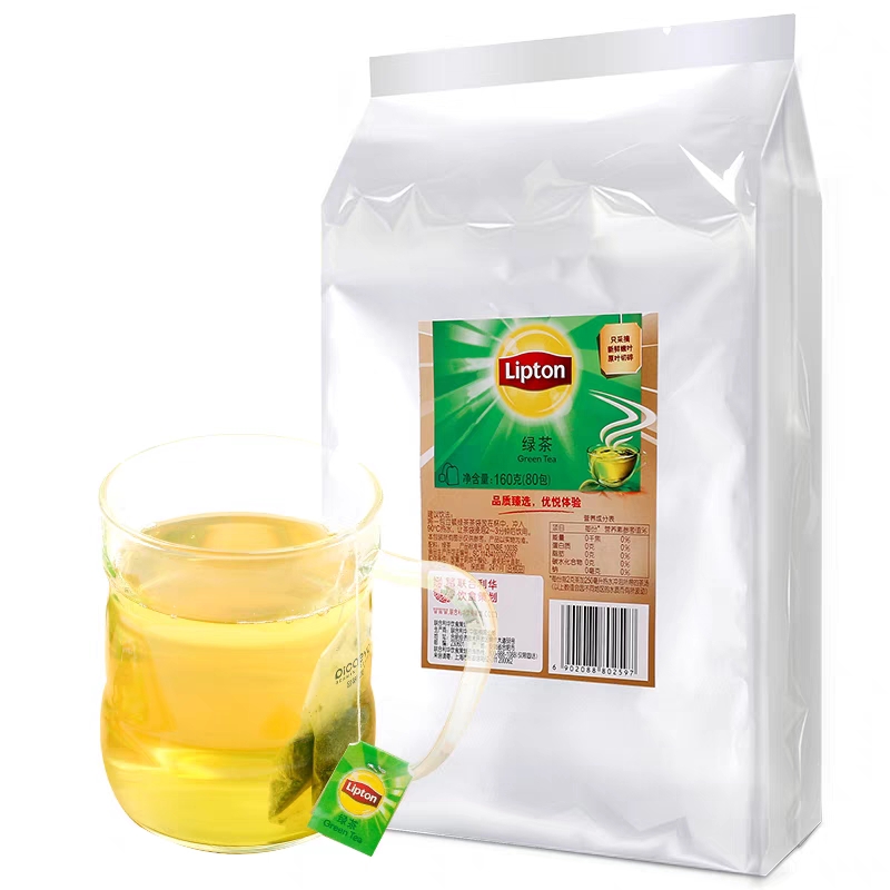 lipton立顿绿茶e80包绿茶茶叶绿茶茶包酒店用S100袋泡茶袋装小包-图0