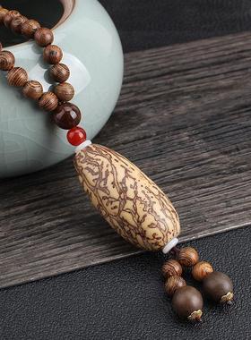民族风千眼菩提木珠项链男个性百搭佛珠长款毛衣链棉麻衣服配饰女