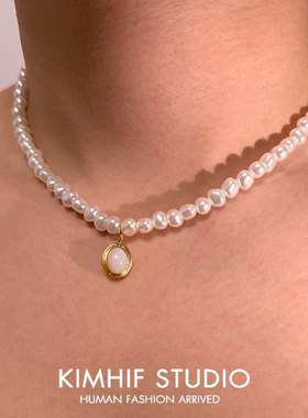 珍珠项链男设计感小众高级感痞帅装饰项链男轻奢小众男