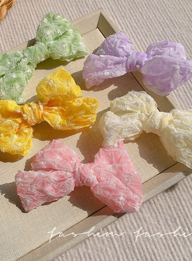 春夏新款超仙网纱蝴蝶结发夹甜美少女碎发刘海鸭嘴夹百搭网红发饰