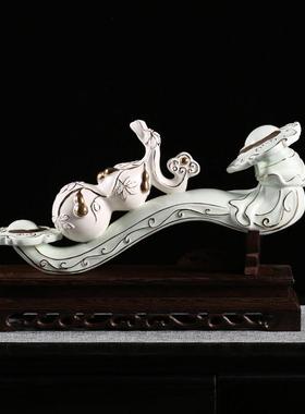 创意中式陶瓷吉祥如意葫芦摆件客厅百财家居招财办公室装饰品摆设