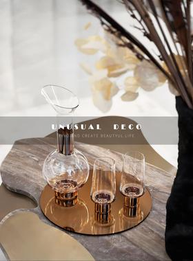 现代轻奢欧式酒具酒杯托盘醒酒器组合样板间餐厅客厅桌面摆件