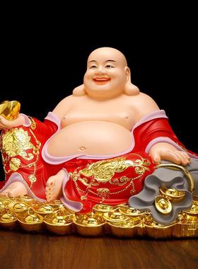 慈缘阁树脂手工贴金红衣弥勒佛佛像宽体笑佛大肚弥勒佛像招财摆件
