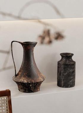 中古侘寂风酒店会所软装饰品陈列摆设民宿开放格复古陶瓷艺术摆件