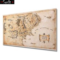 Overvalue Map of Middle Earth Silk Cloth Poster Living Room