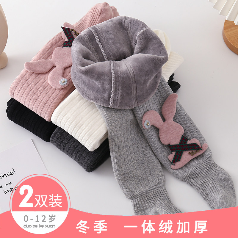 儿童秋冬季加绒大兔子婴儿女童袜裤 养色母婴儿童袜子(0-16岁)