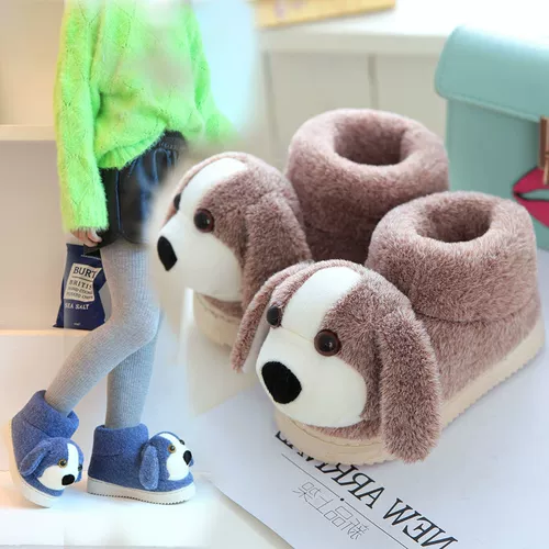 闪宠 Зимние детские тапочки, мультяшная милая удерживающая тепло сумка для обуви для мальчиков, семейный стиль