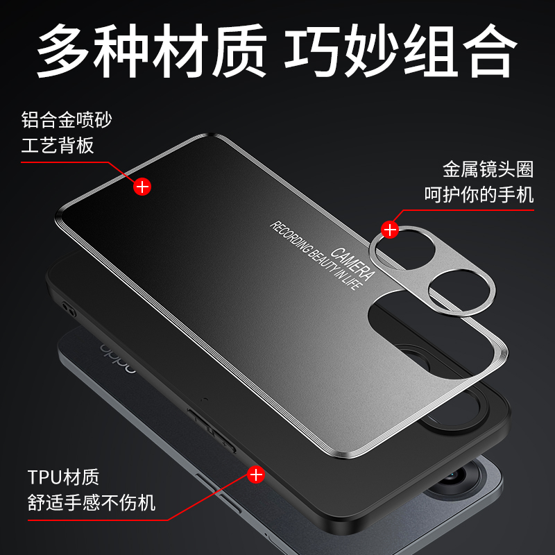 oppoa585g手机壳a58x潮牌A1活力版PHJ110金属磨砂oppoa1x5g防摔opρoa散热oppo新款男女oppophj镜头全包opρo - 图2